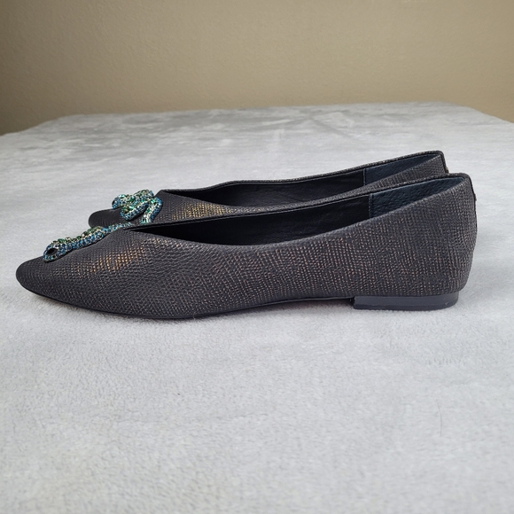 Birdies Flats Size 10 Pointed Toe Embossed Leather Snake Shoes - Picture 7 of 12